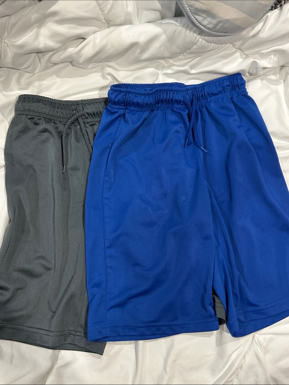 Boys Athletic Drawstring Shorts - Blue and Gray